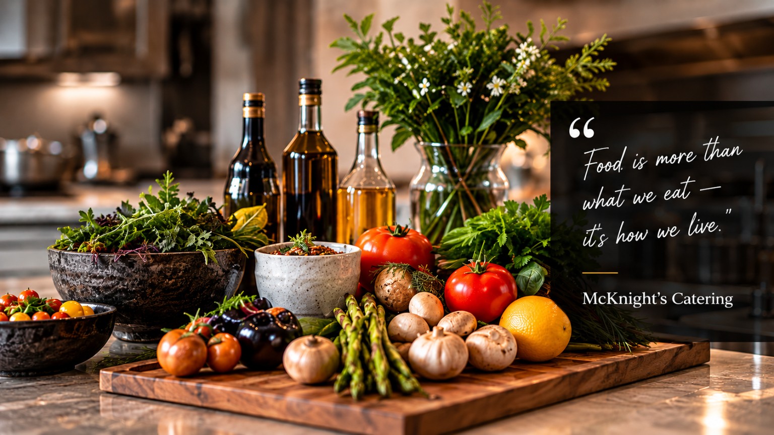 Fresh ingredients prepared for a private chef service
